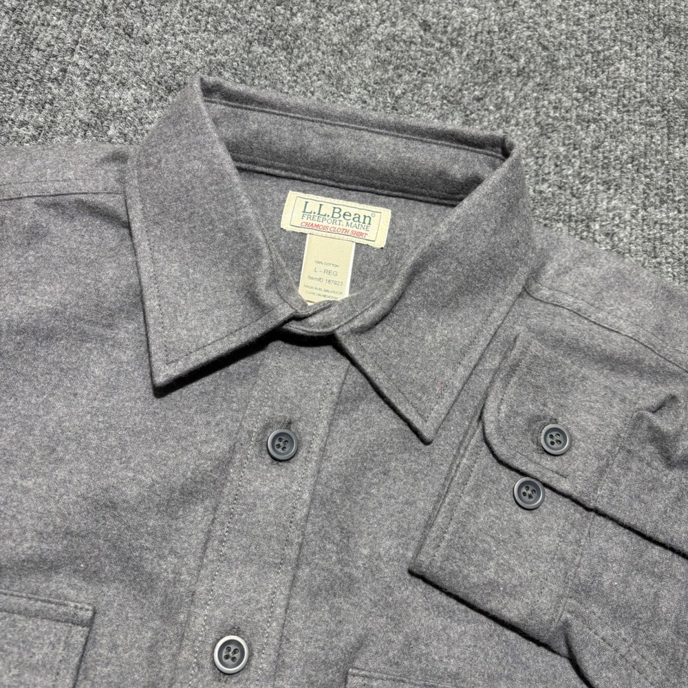 LL Bean Chamois Cloth Shirt Mens Large Gray Long Sleeve Button Down